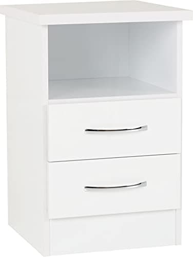 Image of Seconique Nevada 2 Drawer Bedside in White Gloss