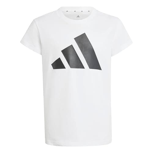 Image of adidas Girl's Essentials Cotton T-Shirt, White/Black, 7-8 Years
