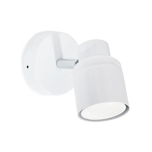 Image of ValueLights | Single Spotlight Adjustable GU10 Wall Light/Ceiling Light IP44 Rated Bathroom Lamp Spot Light - White | Bathroom, Home Décor & Improvement Essential | Included LED Bulb | Mains Wired