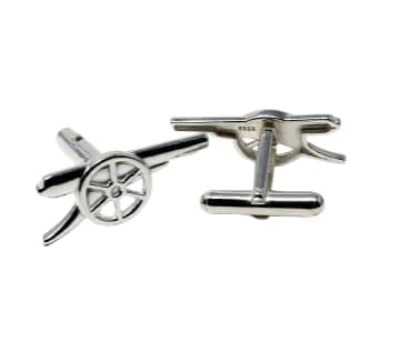 Image of Official Arsenal Sterling Silver Cannon Cufflinks - 925 Hallmarked Licensed Gift for Weddings