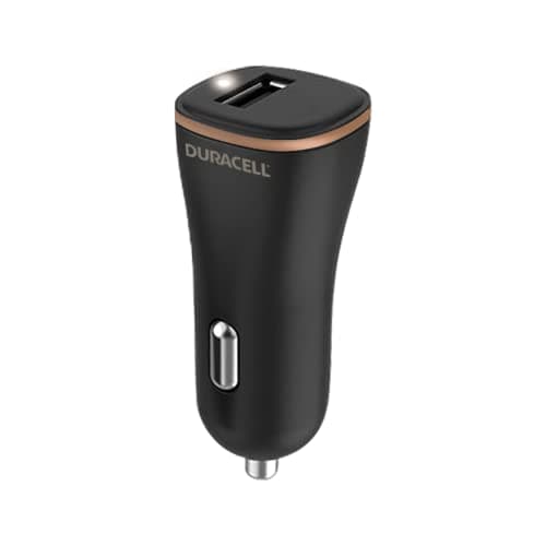 Image of Duracell Black 12W Single USB-A Compact Car Charger Adapter - Compatible with Smartphones, Tablets, Powerbanks & More