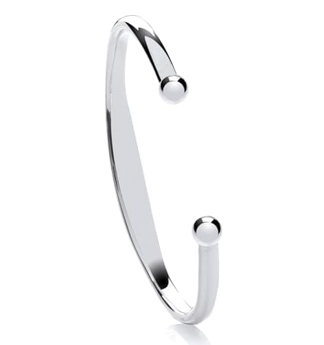 Image of Old English Jewellers Solid 925 Sterling Silver Men's ID Torque Bangle Heavy Weight Engraveable