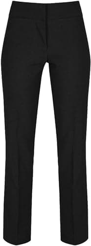 Image of Trutex Girls Black School Trousers – Contemporary Trouser Straight Leg Adjustable Waist, Stain Resistant Girls School Uniform Trousers - Age 14