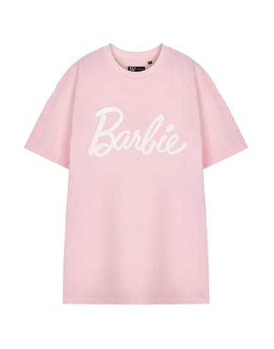 Image of Barbie Womens T-Shirt | Ladies Pink Short Sleeve Graphic Tee | Classic Logo Doll Stylish Apparel Top | Fashion Toy Cartoon Movie Film Merchandise Gift
