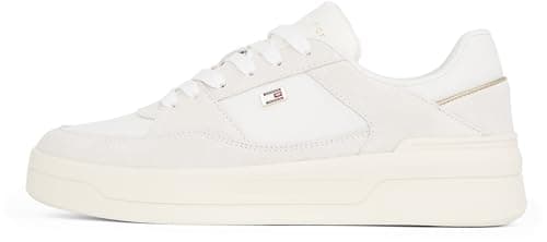 Image of Tommy Hilfiger Women's Essential Basket Low Top Court Trainers, White (Ecru), 6