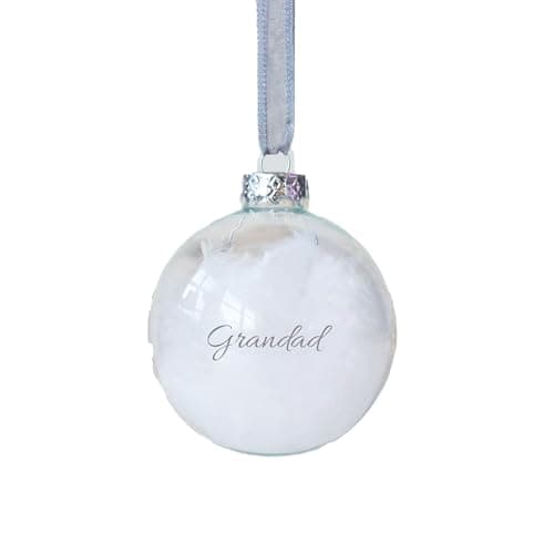Image of Personalised Feather Memory Glass Bauble | Custom Remembrance Ornament with Name | Sympathy Keepsake for Loved Ones | Xmas Memorial Ornament
