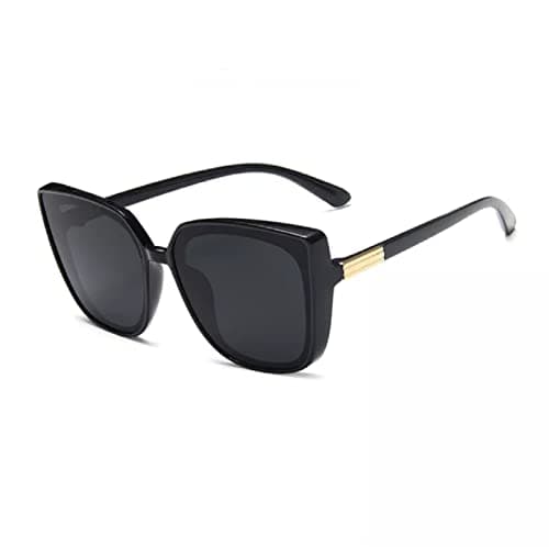 Image of No Name Ltd Black Square Cateye Sunglasses for Women Celeb Retro Vintage Gold Detail Oversize Frame