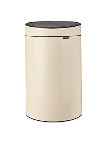 Image of Brabantia - Touch Bin 40L - Extra Large Waste Bin for Kitchen - Soft-Touch Opening - Removable Inner Bucket - Non-Slip Base - Easy Recycling - Bin Liners Included - Soft Beige - 44 x 30 x 73 cm