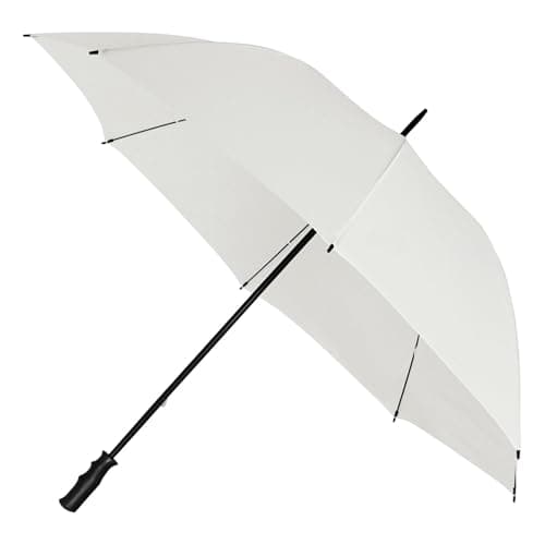 Image of simpa Windproof Golf Umbrella - Manual Opening, Fibreglass Frame, 14mm Shaft with Plastic Handle - Large 125cm Diameter - Single White Umbrella.