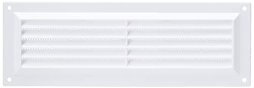 Image of Merriway BH01157 Fixed Louvre Air Vent Grille with Flyscreen (Overall Vent Size: 229 x 76mm), White Plastic