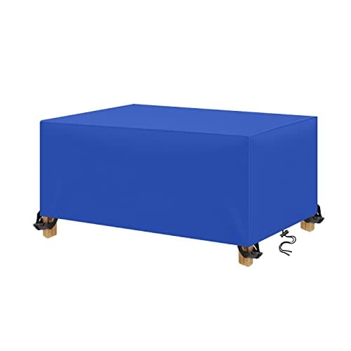 Image of AXFZZRS Garden Furniture Cover Waterproof, Blue Heavy Duty 420D Oxford Fabric, Rectangular Patio Table & Chair Set Cover, Windproof, Anti-UV, 170x140x70cm