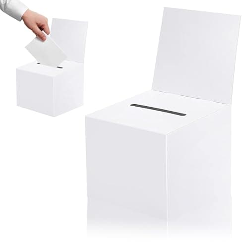 Image of Cardboard Ballot Box,Foldable Paper Blank Ballot Suggestion Card Feedback Box With Slot,with Slotted Removable Heads for Baby Party Raffle Comment Wedding Blessing Donations Charity Voting Collect