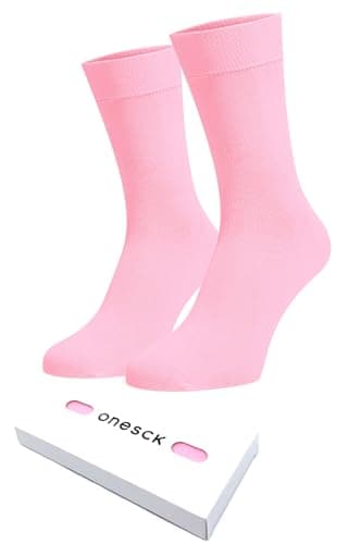 Image of ONESCK Super Soft Cotton Dress Socks Vibrant Plain Colours for Men (Candy Pink, 7-12)