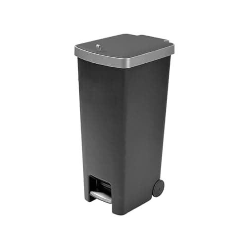 Image of Addis MODE 45 Litre Soft Close Pedal Kitchen Bin with Easy Move Wheels – Modern Space Saving Family Waste Bin Design with stay open Lid, Black