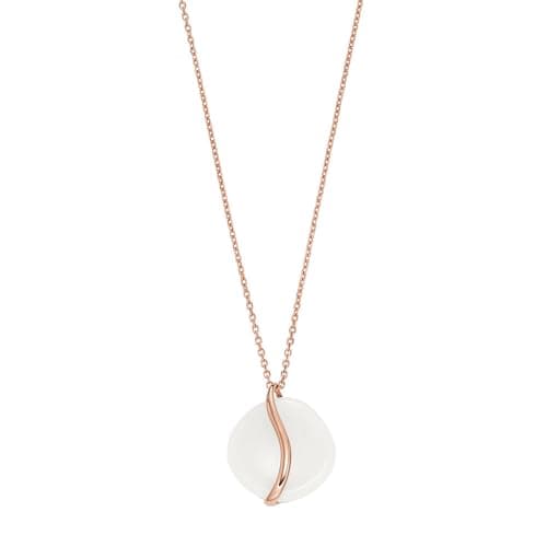 Image of Skagen Women's Stainless Steel or Semi precious with lobster clasp closure Sea glass Pendant necklace, White