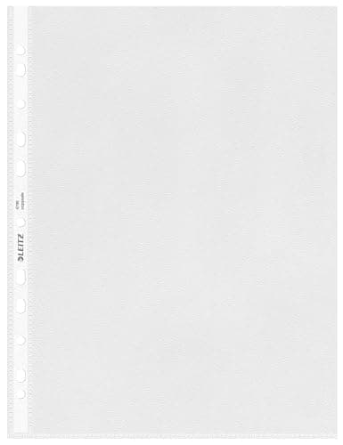 Image of Leitz Quality Plastic Punched Pocket A4, Clear Matt Finish, Top Open, 85 Micron Polypropylene, Box of 100, 47900000