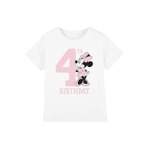 Image of Minnie Mouse 4th Birthday Shirt Girls T Shirt, White, 5-6 Years