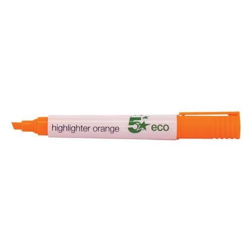 Image of Finchley 5 Star Eco Highlighter Chisel Tip 1-5mm Line Orange [Pack 10]+ free refill pen (1)