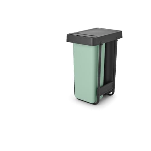 Image of Brabantia Sort & Go Pull Out Bin | 2 x 30L Built-in Under Sink Cupboard Bin Inside Door for Kitchen | Integrated Double Waste Recycling Unit with Smooth Rails, Removable Inner Buckets | Grey & Green