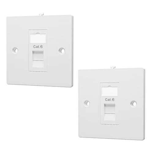 Image of FGB RJ45 Socket Faceplate Wall Plate, RJ45 Wall Sockets Cat6 Single Port for CAT6/CAT5E/CAT5 Ethernet Cable Networking Socket Box with Keystones Jack Modular, 2 Pack