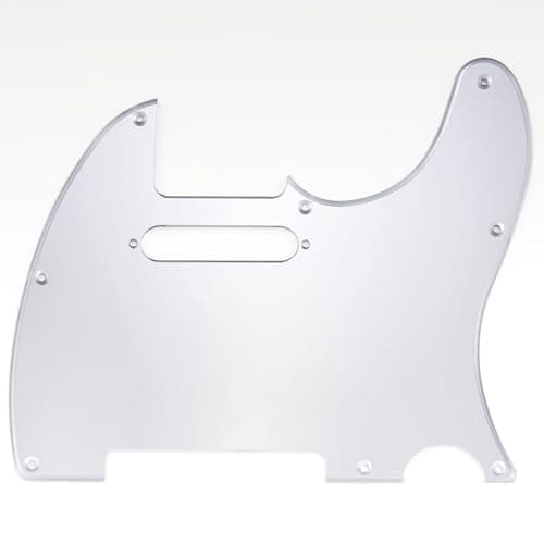 Image of Musiclily 8 Hole Tele Pickguard Scratch Plate for Fender USA/Mexican Standard Telecaster Modern Style Electric Guitar, 1Ply Silver Mirror Acrylic