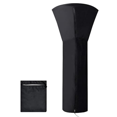 Image of Patio Heater Cover, Outdoor Durable 210D Oxford Fabric, Waterproof Windproof UV-Protection Garden Heater Cover with Long Zip and Adjustable Hem Cord, 226 x 89 x 48 CM