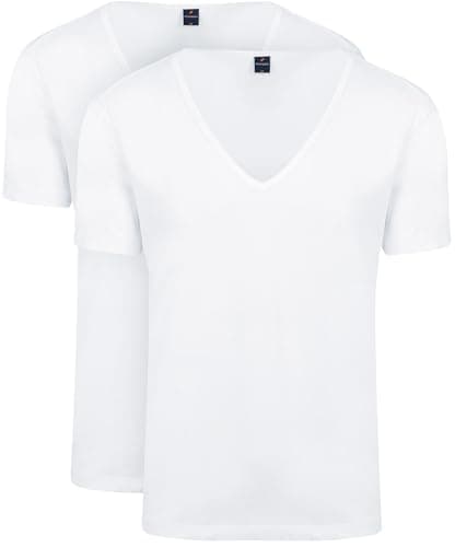 Image of Suitable Vitaru T-Shirt Deep V-Neck White 2-Pack