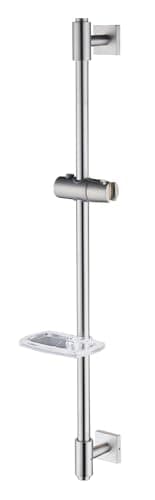 Image of HomeHeng Shower Riser Rail 80CM, Wall Mounted Shower Slide Bar with Soap Dish Bracket Brushed Nickel Adjustable Shower Head Holder Bar for Bathroom, H811-80BN