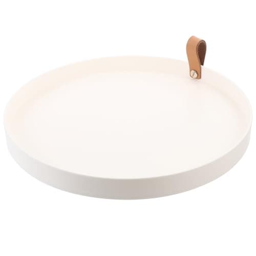 Image of Artibetter Handheld Serving Tray Minimalist Contemporary Design with Handle White Pu Leather and Material for Arranging Shampoo for Bathroom Cosmetics and Toiletries Storage