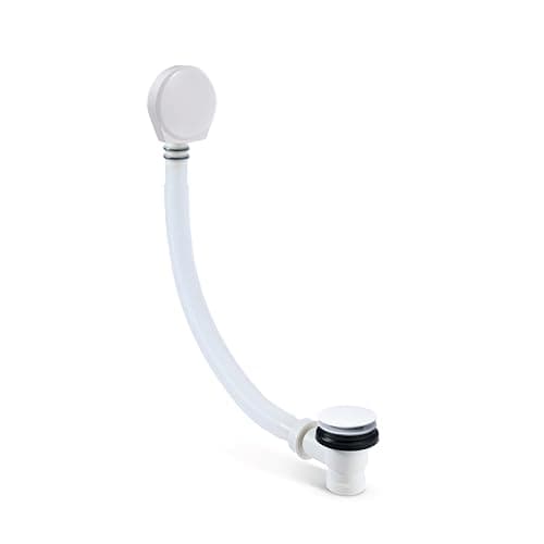 Image of 1.5 Inch Bath Waste & Overflow, Sturdy Plastic Pipping, Pop Up Waste Connection, Contemporary Design, Pop Up Bath Plug Waste, Easy Clean, Easy to Install Bath Waste Kit, Fixings (Gloss White)