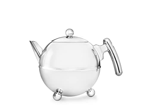 Image of Bredemeijer Duet Bella Ronde 1303CH Double Walled Teapot 0.75 Litre Stainless Steel High Gloss Chromed Fittings, Silver, 22.2 x 19.7 x 14.1 cm