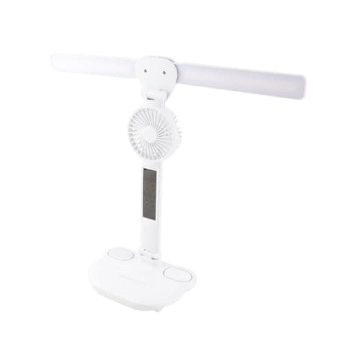 Image of FTVOGUE LED Desk Lamp with Fan 3 Color Temperatures 3000K-4500K-6000K Adjustable Dimmable Desk Light Touch Control with LED Display Time Temperature Date (Plug-in - USB Cable Included)