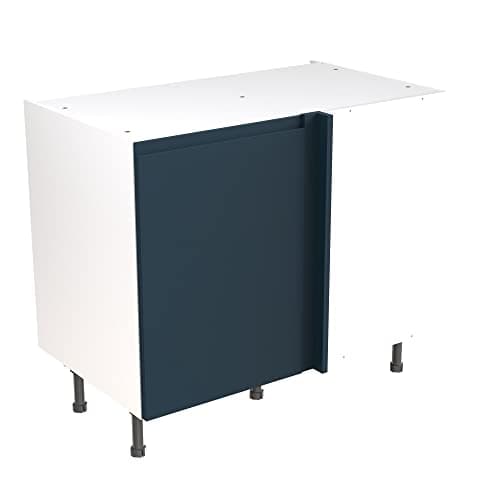 Image of Kitchen Kit Flatpack Base Cabinet - Screwless Quick Build Kitchen Unit - J-Pull Door - Base Unit Blind Corner - 1000x870mm - Indigo Blue Matt