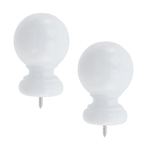 Image of Antrader Finials for Curtain Rods, 2 Pcs Wood Ball-Shaped Drapery Finials Fit for 1.4 Inch/35mm Curtain Rods Pack of 2, White