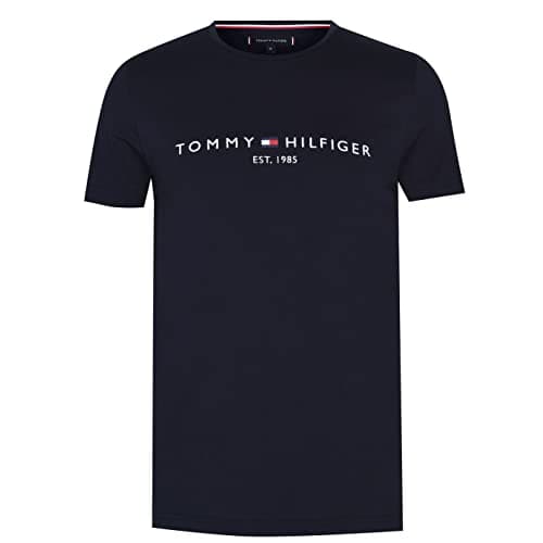 Image of Tommy Hilfiger Men’s Short Sleeve Round Neck Core Tommy Logo T-Shirt, Blue (Sky Captain), XL