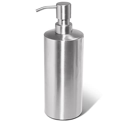 Image of GLUBEE Stainless Steel Soap Dispenser - Large Liquid Soap Dispenser with Stainless Steel Pump, Brushed Nickel Washing up Liquid Dispenser for Bathroom and Kitchen (600ML)