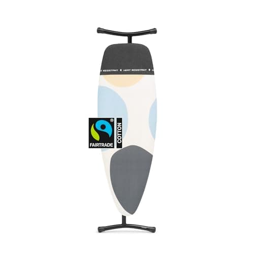 Image of Brabantia - Ironing Board D - Integrated Steam Iron Rest - Adjustable Height with Transport Lock - Non-Slip Rubber Feet - Cotton Cover with Foam Layer - Foldable XL Unit - Spring Bubbles - 135x45 cm