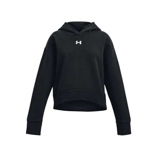 Image of Under Armour Girl's UA Rival Fleece Crop Hoodie Shirt Black