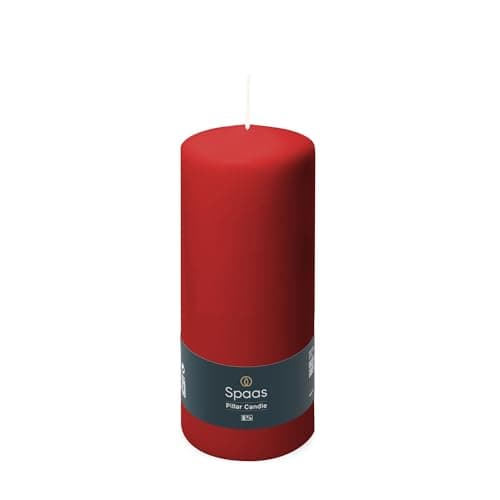 Image of Spaas Unscented Pillar Candle 80/200 mm, ± 100 Hours, Red