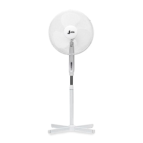Image of JriA 16" Oscillating Pedestal Fan Adjustable Height, 90° Oscillation, 3 Speed Settings, Quiet Cooling, Powerful Airflow, Extendable Stand, Electric Cooling Fan for Home, Bedroom & Office (White)