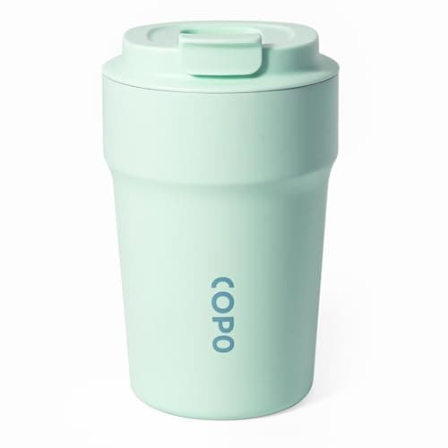Image of Travel Mug with Ceramic Coating, Insulated Coffee Cup for Hot Drink, Reusable Thermal Cup 380 ml/13oz, Leak Proof Coffee Flask, Stainless Steel Coffee Travel Mug with Lid for Home Office (Teal)
