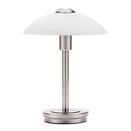 Image of LITECRAFT Touch Sensitive Table Lamp with Alabaster Glass Shade - (Single, Satin Nickel)