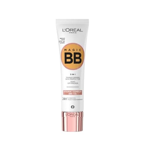 Image of L'Oréal Paris Magic BB Cream with SPF 20, 5-in-1 Skin Tint with Vitamin B5 and Vitamin E, Lightweight Hydrating Formula Adapts to Skin Tone for a Natural Glowy Finish, 30 ml, Shade: 05 Medium Dark