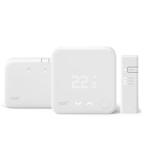 Image of tado° Starter Kit - Wireless Smart Thermostat V3+ Incl. Programmer with Hot Water Control, Designed in Germany, Works with Alexa, Siri & Google Assistant (White)