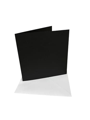 Image of DJP 6x6 Black Blank Creased Card & White Gummed Envelopes - Pack of 40