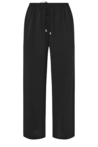 Image of EVANS Curve Tie Waist Wide Leg Trousers - Women's - Plus Size Curve Black