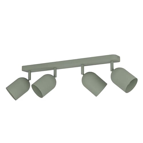 Image of Eglo Spotlight bar Tilston, Light Fitting with 4 Flexible Spots, Ceiling lamp for Living Room and Bedroom, Dark Green Steel, E14 Socket