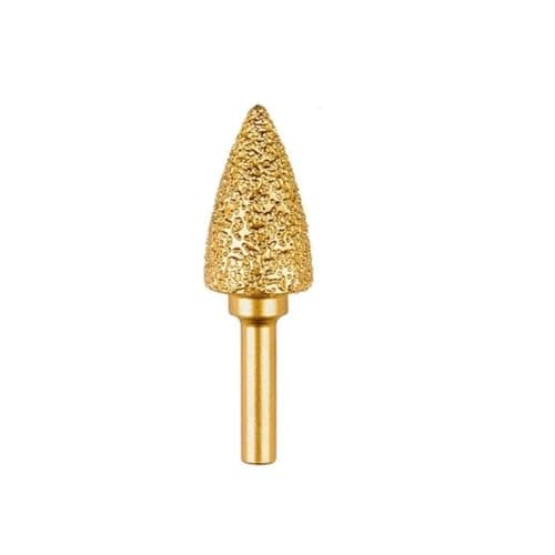 Image of MiJunHD Diamond Brazed Grinding Head 18mm Pointed Type,6mm Round Handle Coarse Grit Polish Burr Drill Bit for Wood Stone Carving, Metal Sanding, Stainless Steel Deburring, Ceramics Trimming (1Piece)