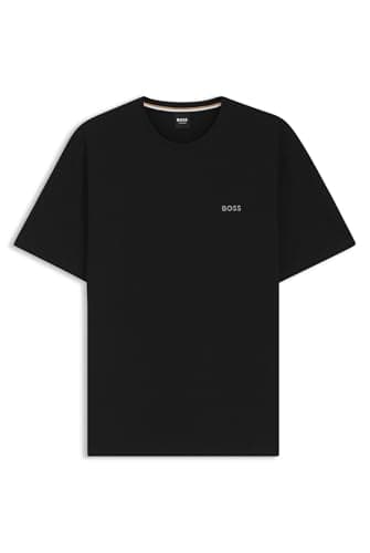 Image of BOSS Mens Waffle T-Shirt 10269584 01 Pyjama Short Sleeve Top Black M