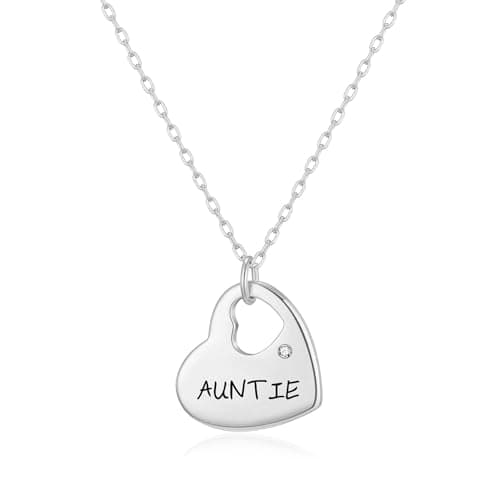 Image of Philip Jones Silver Plated Auntie Heart Necklace Created with Zircondia® Crystals